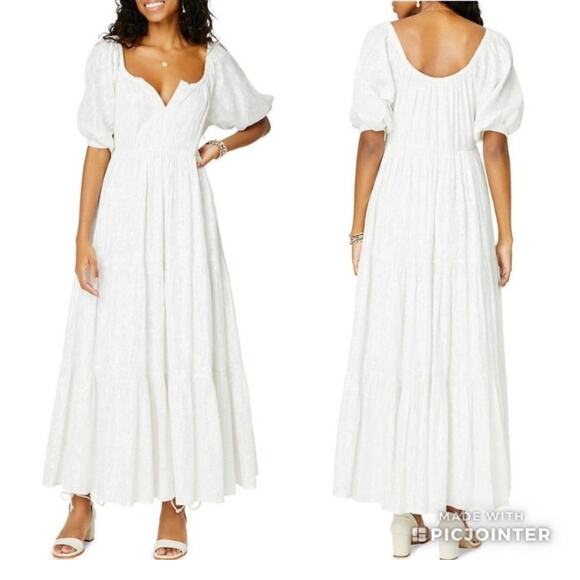 Roller Rabbit Dresses & Skirts - ROLLER RABBIT Zara Dress Lurex Fil Coupe Cotton Half Sleeves White Silver NEW